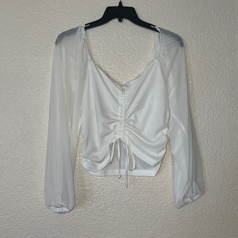 Bella Ju Doir white puffy sleep crop top in XL